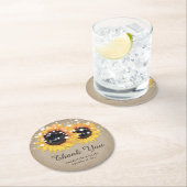 Rustic Burlap Sonnenblume Hochzeit Vielen Dank Runder Pappuntersetzer (Vor Ort)