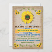 Rustic Burlap Sonnenblume Paare Babydusche Einladung (Vorderseite)