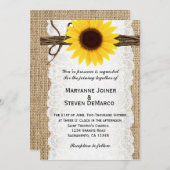 Rustic Burlap Sonnenblumen Einladung (Vorne/Hinten)