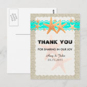 Rustic burlap starfish danke starfish1 postkarte (Vorne/Hinten)
