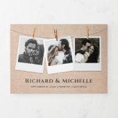 Rustic Burlap String Lights Wüstenkakteen Wedding Dreifach Gefaltete Einladung (Cover)