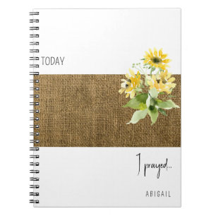 Rustic Burlap Sunflower Custom Gebet Journal Notizblock