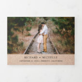 Rustic Burlap Sunflowers Cowboy Western Wedding Dreifach Gefaltete Einladung (Cover)