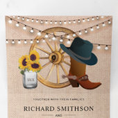 Rustic Burlap Sunflowers Cowboy Western Wedding Dreifach Gefaltete Einladung (Innen Erste Seite)