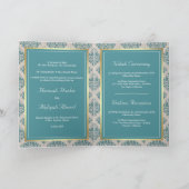 Rustic Burlap Teal Damask Muslim Wedding Einladung (Innenseite)