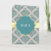 Rustic Burlap Teal Damask Muslim Wedding Einladung (Rückseite)