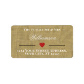 Rustic Burlap The Future Mr & Mrs. Rücksendeadress Adressaufkleber (Vorne)
