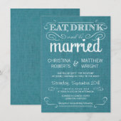 Rustic Burlap Vintag Blue Wedding Einladungen (Vorne/Hinten)