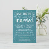 Rustic Burlap Vintag Blue Wedding Einladungen (Stehend Vorderseite)