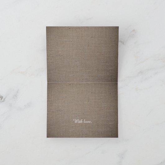 Rustic Burlap Weddig Dankeskarte (Innenseite)