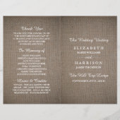 Rustic Burlap Wedding Bi-fold Programmvorlage (Vorderseite)