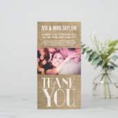 Rustic Burlap Wedding danke Ihnen Foto Cards (Stehend Vorderseite)