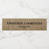 Rustic Burlap Wedding Label - Personalisierte Natu Wasserflaschenetikett (Einzelnes Label)