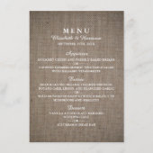 Rustic Burlap Wedding Menu Menükarte (Vorderseite)