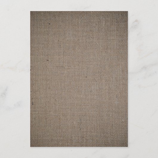 Rustic Burlap Wedding Menu Menükarte (Rückseite)
