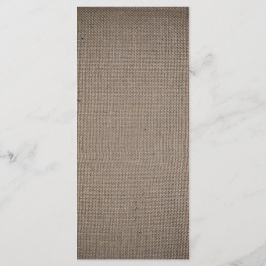 Rustic Burlap Wedding Menu Menükarte (Rückseite)