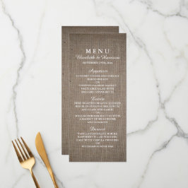 Rustic Burlap Wedding Menu Menükarte