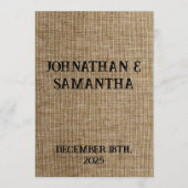 Rustic Burlap Wedding Program – Personalized Programm (Vorderseite)