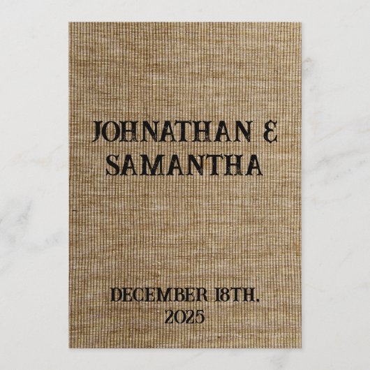 Rustic Burlap Wedding Program – Personalized Programm (Vorderseite)