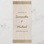 Rustic Burlap Wedding Programm (Vorderseite)
