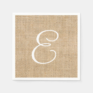 Rustic Burlap Wedding Simple Monogram Serviette