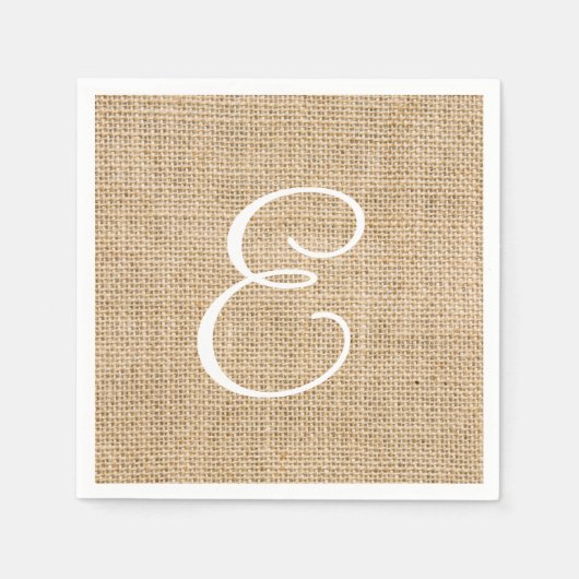Rustic Burlap Wedding Simple Monogram Serviette (Vorderseite)