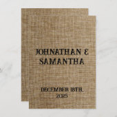 Rustic Burlap Wedding Thank You Card – Personalize Dankeskarte (Vorne/Hinten)