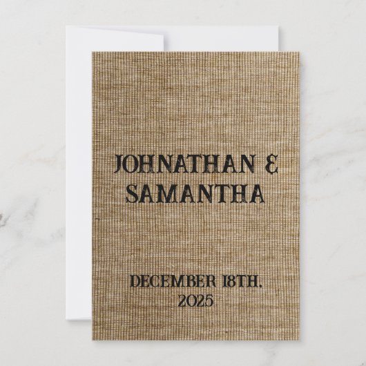 Rustic Burlap Wedding Thank You Card – Personalize Dankeskarte (Vorderseite)