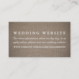 Rustic Burlap Wedding Website Begleitkarte