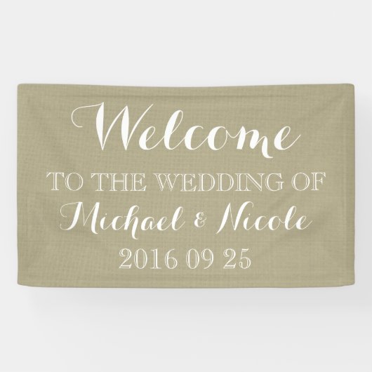 Rustic Burlap Wedding Willkommenszeichen Custom Banner (Horizontal)