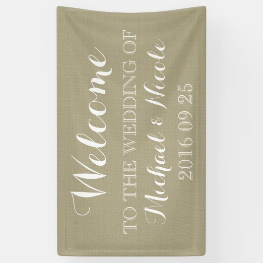 Rustic Burlap Wedding Willkommenszeichen Custom Banner (Vertikal)