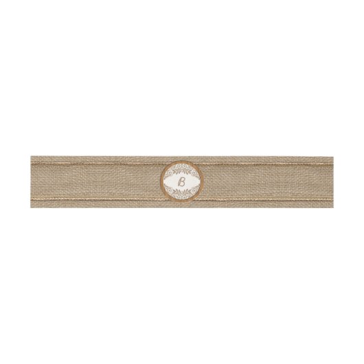 Rustic Burlap Wood Monogram Wedding Bly Band (Flach)