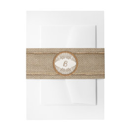 Rustic Burlap Wood Monogram Wedding Bly Band