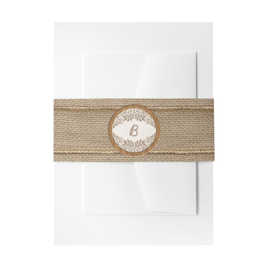Rustic Burlap Wood Monogram Wedding Bly Band (Vorderseite Beispiel)