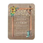 Rustic Burlap Wood Sunflower Wedite Magnet (Vertikal)