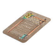 Rustic Burlap Wood Sunflower Wedite Magnet (Linke Seite)