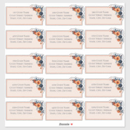 Rustic Burnt Orange & Blue Wedding Guest Address Aufkleber