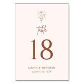 Rustic Burnt Orange Boho Elegant Wedding Tischnummer (Vorderseite)