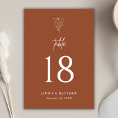 Rustic Burnt Orange Boho Elegant Wedding Tischnummer