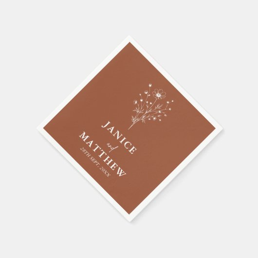 Rustic Burnt Orange Boho Wedding Serviette (Ecke)