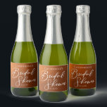 Rustic Burnt Orange Bridal Shower Custom Mini Schaumweinetikett<br><div class="desc">This rustic burnt orange bridal shower mini champagne label features beautiful white typography for an autumn party featuring boho colors for a fall wedding. Minimalist white typography for a bohemian bride.</div>