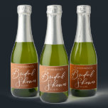 Rustic Burnt Orange Bridal Shower Custom Mini Schaumweinetikett<br><div class="desc">This rustic burnt orange bridal shower mini champagne label features beautiful white typography for an autumn party featuring boho colors for a fall wedding. Minimalist white typography for a bohemian bride.</div>
