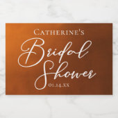 Rustic Burnt Orange Bridal Shower Custom Mini Schaumweinetikett (Einzelnes Label)
