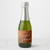 Rustic Burnt Orange Bridal Shower Custom Mini Schaumweinetikett (Vorderseite)