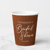 Rustic Burnt Orange Bridal Shower Personalized Pappbecher (Rückseite)