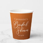 Rustic Burnt Orange Bridal Shower Personalized Pappbecher (Vorderseite)