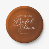 Rustic Burnt Orange Bridal Shower Personalized Pappteller (Vorderseite)