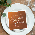 Rustic Burnt Orange Bridal Shower Personalized Serviette<br><div class="desc">This rustic burnt orange bridal shower party napkin features beautiful white typography for an autumn party featuring boho colors for a fall wedding. Minimalist custom white typography for a bohemian bride.</div>