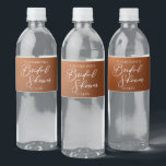 Rustic Burnt Orange Bridal Shower Personalized Wasserflaschenetikett<br><div class="desc">This rustic burnt orange bridal shower water bottle label features beautiful white typography for an autumn party featuring boho colors for a fall wedding. Minimalist white typography for a bohemian bride.</div>