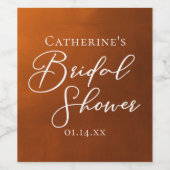 Rustic Burnt Orange Bridal Shower Personalized Weinetikett (Einzelnes Label)